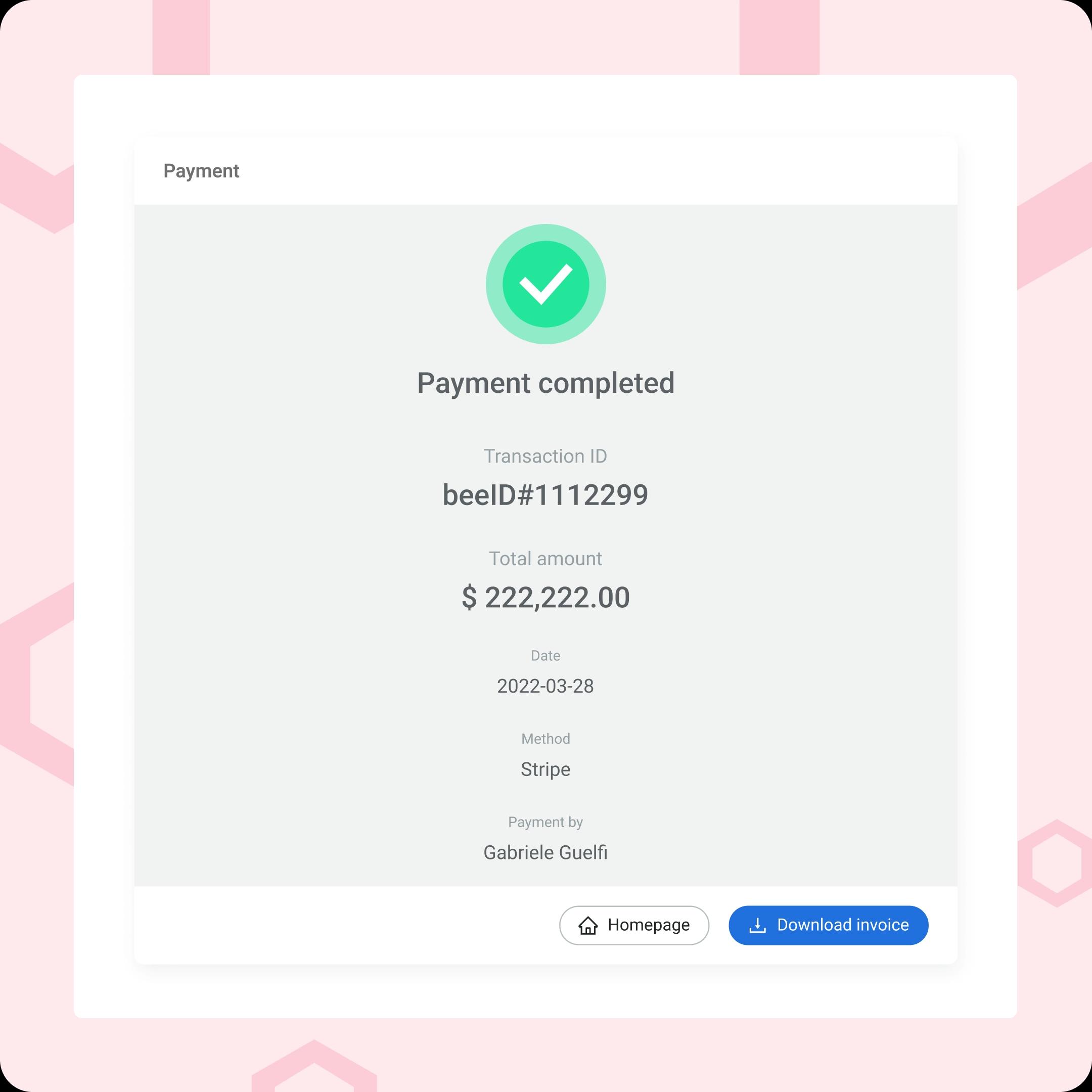Payment Integration Hub Confirmation